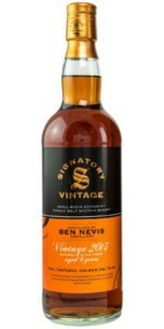 Eine Flasche Ben Nevis von Signatory Vintage, destilliert am 17.10.2013 und abgefüllt am 03.05.2022