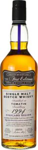 Eine Flasche Tomatin, abgefüllt von Edition Spirits. Der Inhalt stammt aus dem Fass Nummer HL18213.